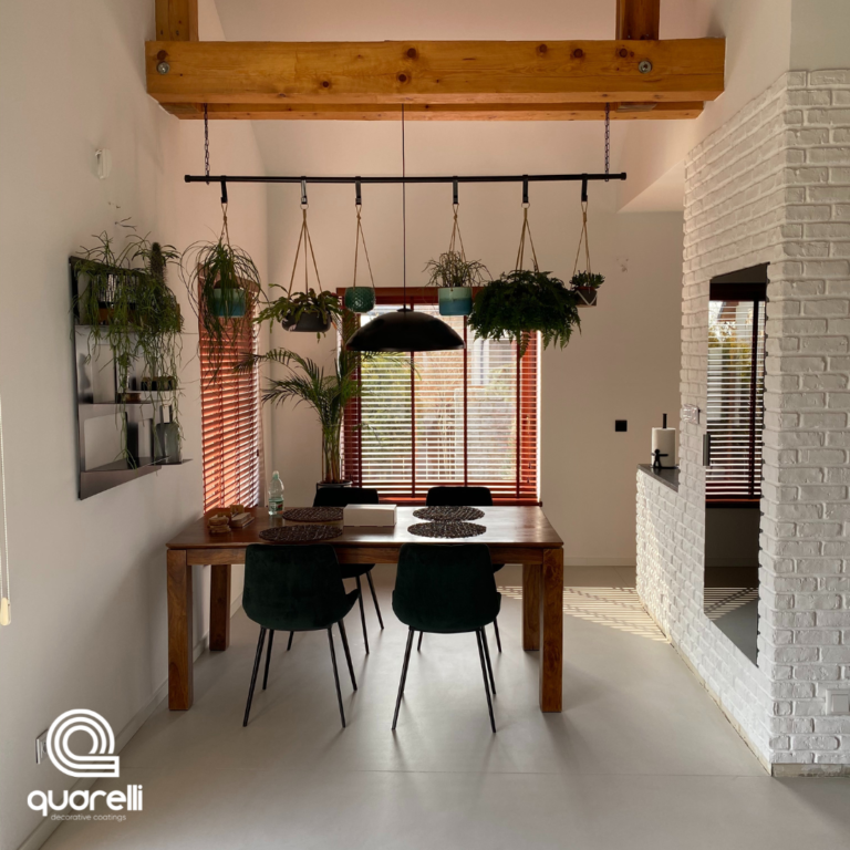 posadzka z mikrocementu w jadalni